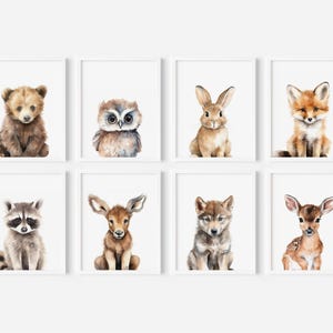 Woodland Animals Nursery Wall Art, Woodland Prints, Woodland Nursery Decor, Kids Gallery Wall Set, Forest Animals Wall Art, Digital Download