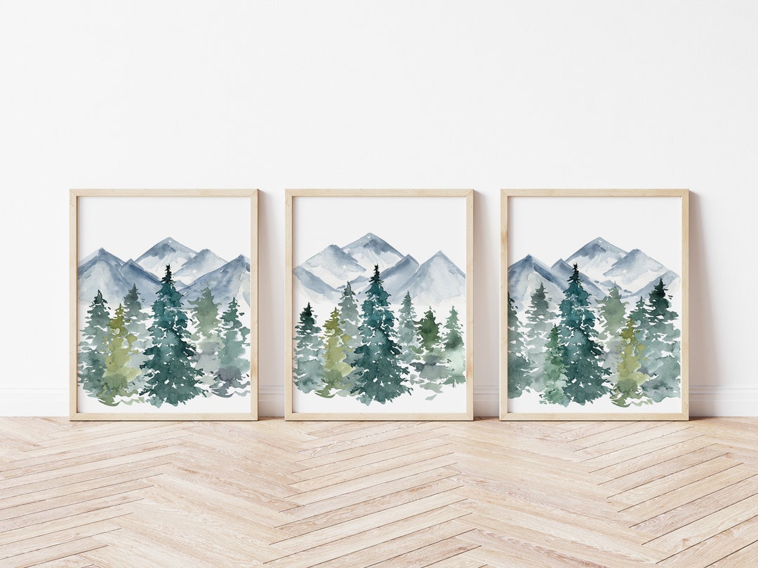 Set of 3 Boy Woodland Nursery Wall Art, Kids Room Decor, Woodland ...