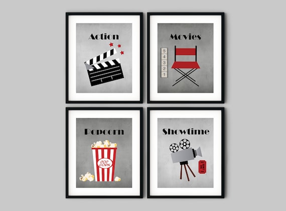 Home Theater Wall Decor, Movie Theater Decor, Printable Wall Art, Movie Posters, Cinema Posters, Movie Lover Gift, Home Decor, Showtime,