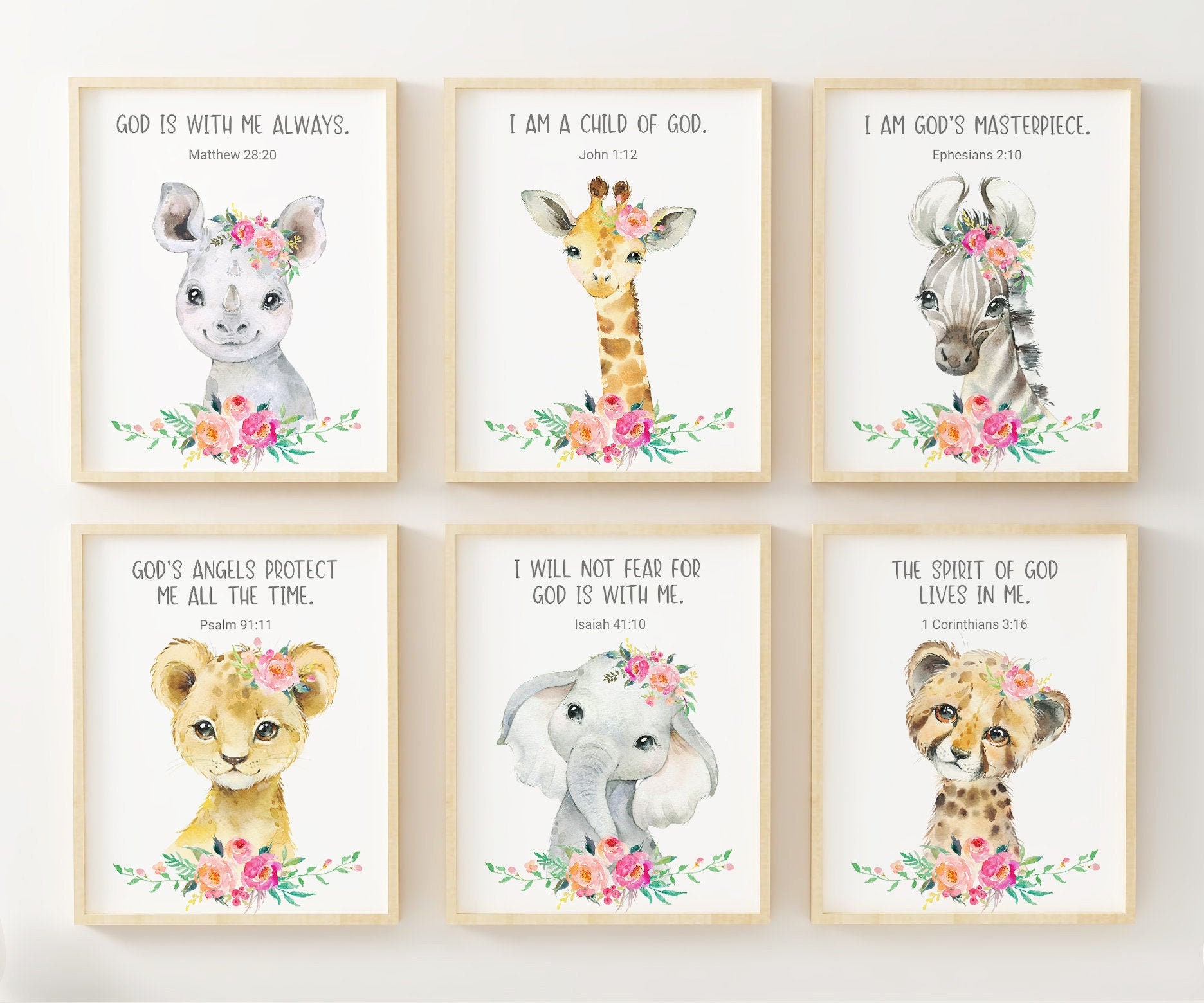 Kid's Bible Verse Prints Safari Animal Prints Christian Etsy Australia
