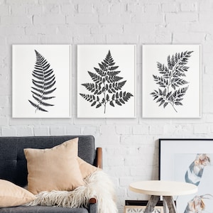 Set of 3 Fern Leaf Prints, Gray Leaf Prints, Botanic Wall Prints, Gray Wall Art, Leaf Print Wall Art, Foliage Art Prints, Home Decor Gift,