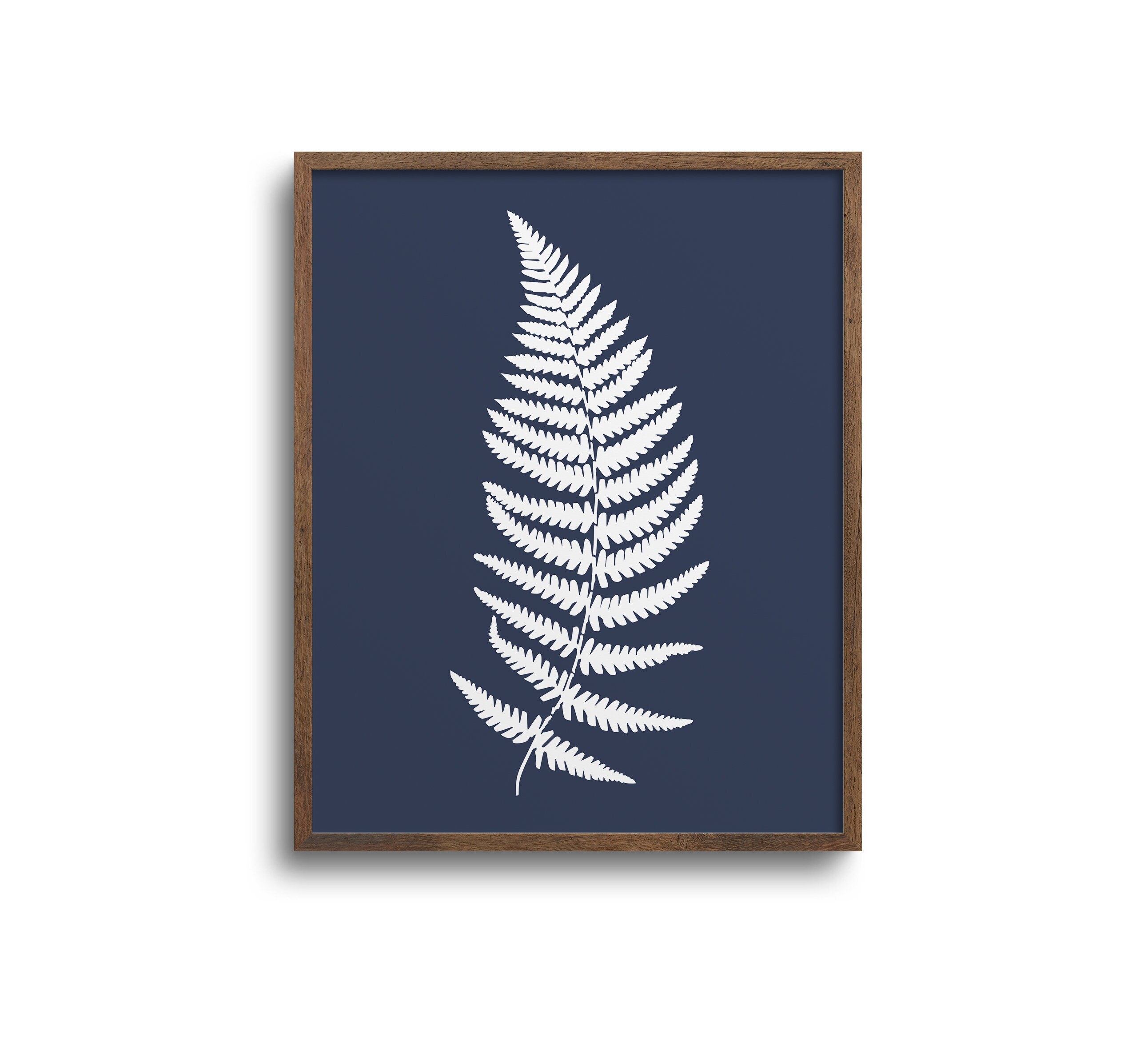 Set of 3 Fern Leaf Prints, Modern Botanical Prints, Navy Wall Art, Leaf ...