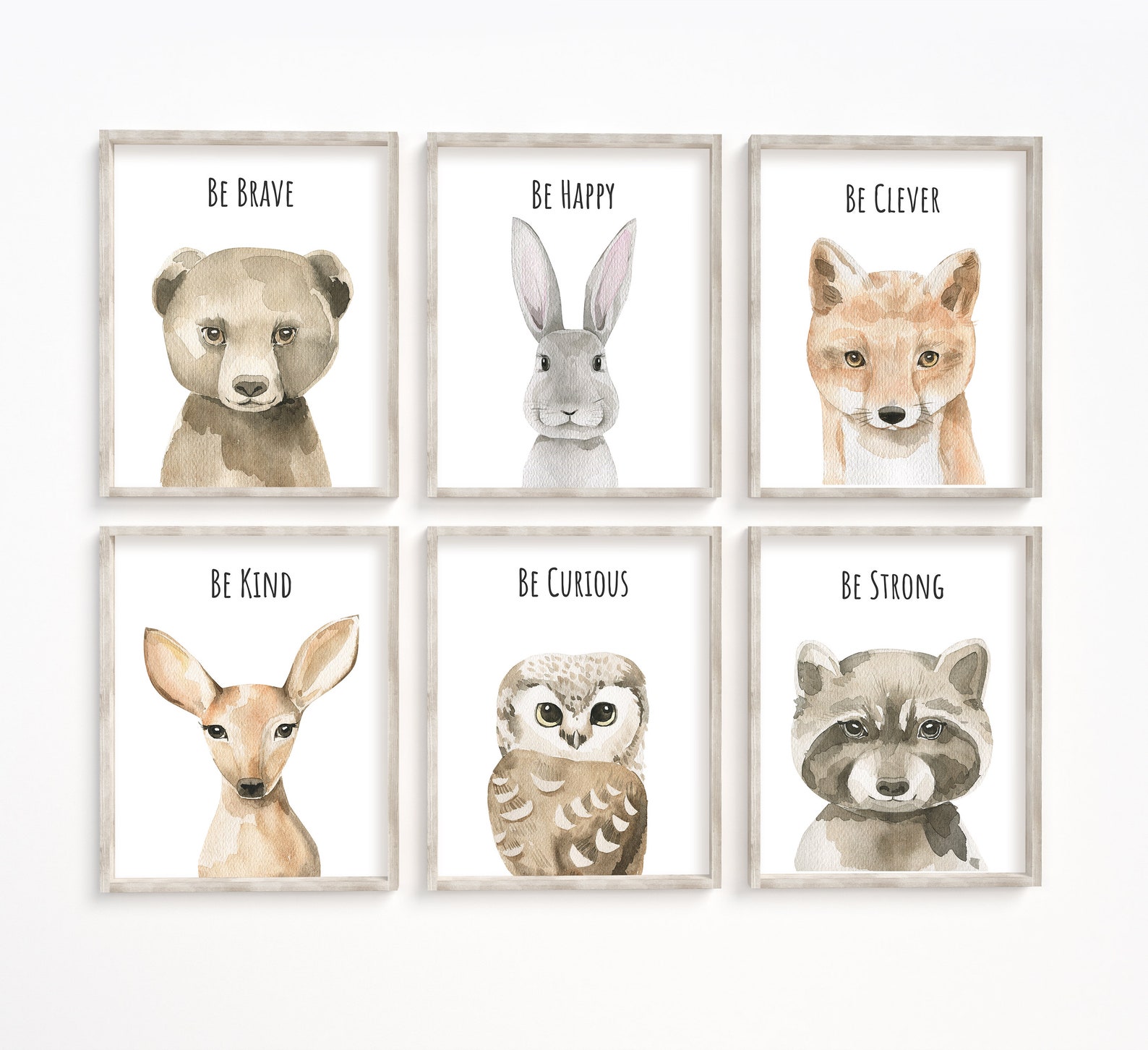 Woodland Animals Nursery Prints Baby Boy Nursery Wall Art Etsy
