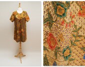 Vintage 70 39 s Mini Dress 1970s Batik Print Short Festival Dress Boho Gypsy Ethnic Tent Dress