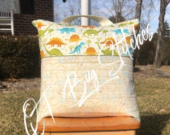 Dinosaur Book Pocket Pillow Cover, Personalized Reading Pillow, Prehistoric Animals