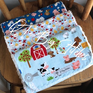 Farm Animal Triple Layer Cotton Chenille Burp Cloth Set 1,Down On The Farm,Sold Separately Or As Set,Ready To Ship,Handmade Baby Shower Gift