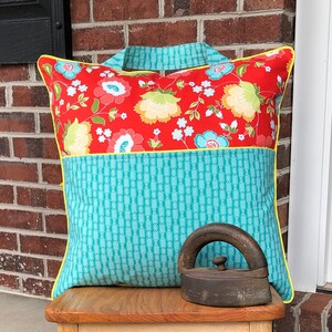 Vibrant Colorful Floral Reading Pillow Cover,Handmade Book Pocket Pillow Cover With Yellow Piping And Zipper, Personalize with Child&#39;s Name
