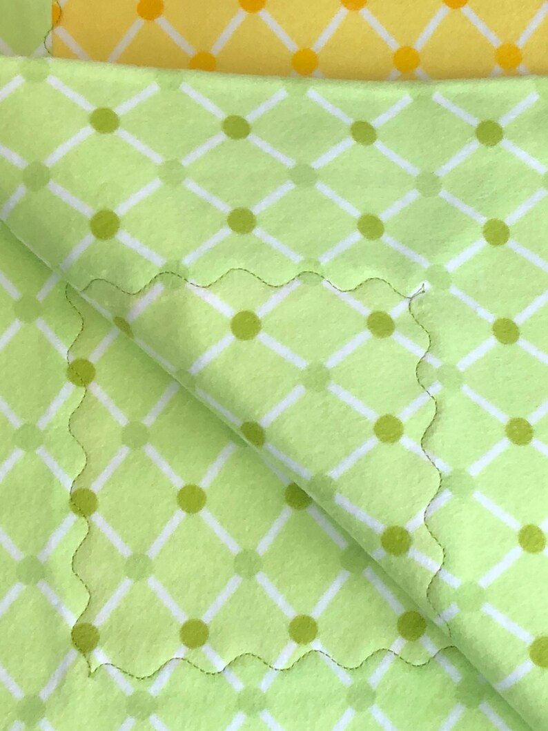 Gender Neutral Lattice Dot Baby Flannel Blanket Handmade