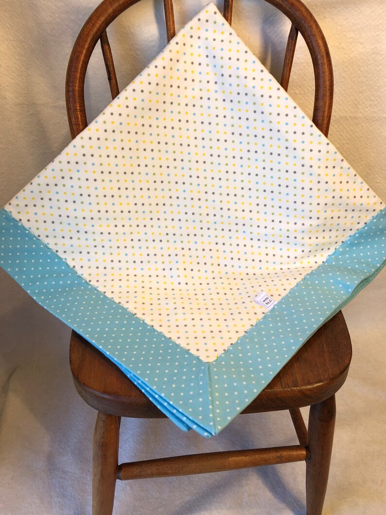 Blue Polka Dot Flannel Blanket Polka Dot Receiving Blanket Baby Boy Flannel Blanket, Kaufman Blue Baby Blanket,Blue Dot Flannel Blanket