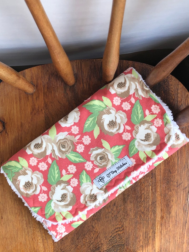 Bloomington Floral Cotton Chenille Burp Cloth Set Handmade