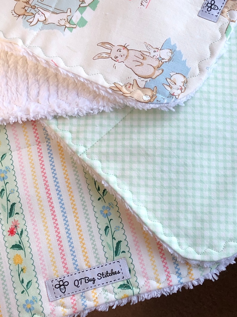 Bunnies And Cream Cotton Chenille Burp Cloth Set Handmade Etsy