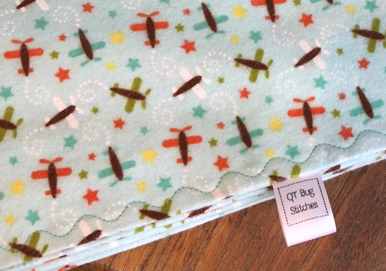 Airplane Modern Oh Boy Baby Flannel Blanket Handmade