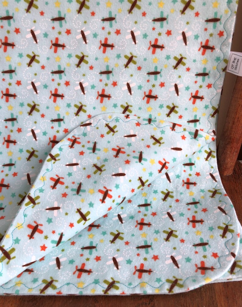 Airplane Modern Oh Boy Baby Flannel Blanket Handmade