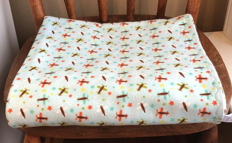 Airplane Modern Oh Boy Baby Flannel Blanket Handmade