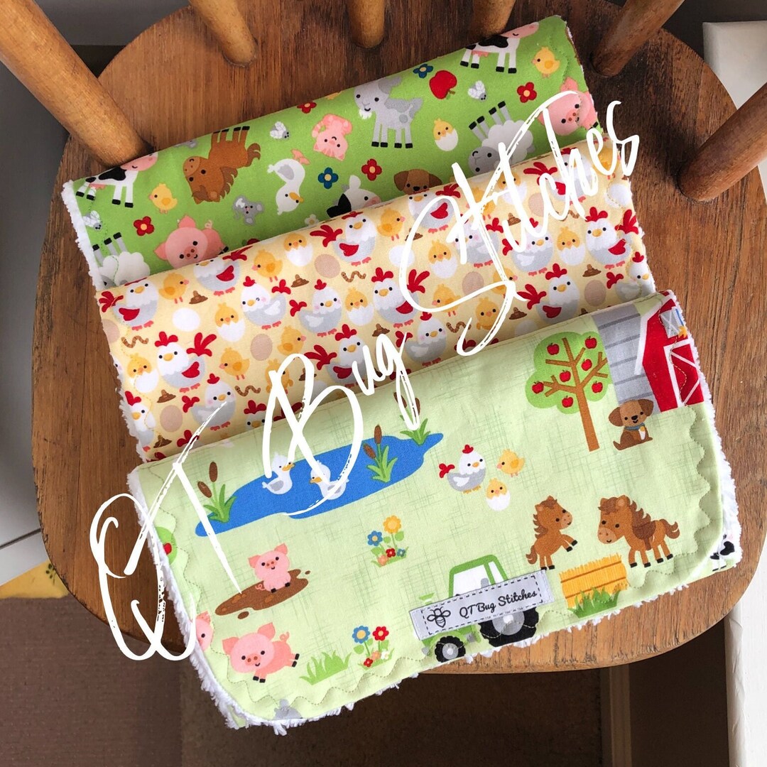 Farm Animal Triple Layer Cotton Chenille Burp Cloths Down on Etsy