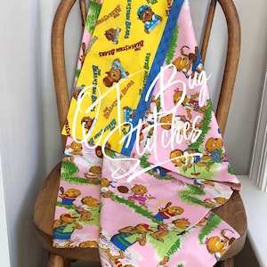 Pink Bears Nostalgic Child Pillow Case, Handmade Bear Bedding, Moda Out Of Print Fabric,Ready To Ship,Gift For Kids