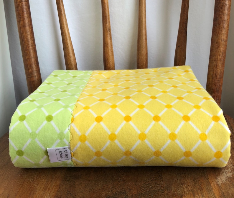 Gender Neutral Lattice Dot Baby Flannel Blanket Handmade