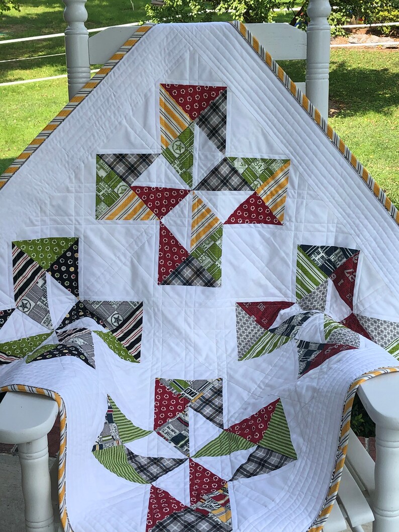 Modern Moda Varsity Sports Patchwork Quilt Handmade Quilt Etsy