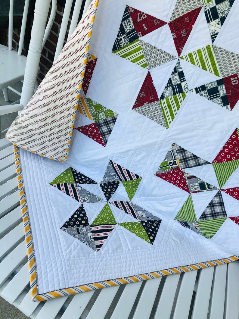 Modern Moda Varsity Sports Patchwork Quilt Handmade Quilt Etsy