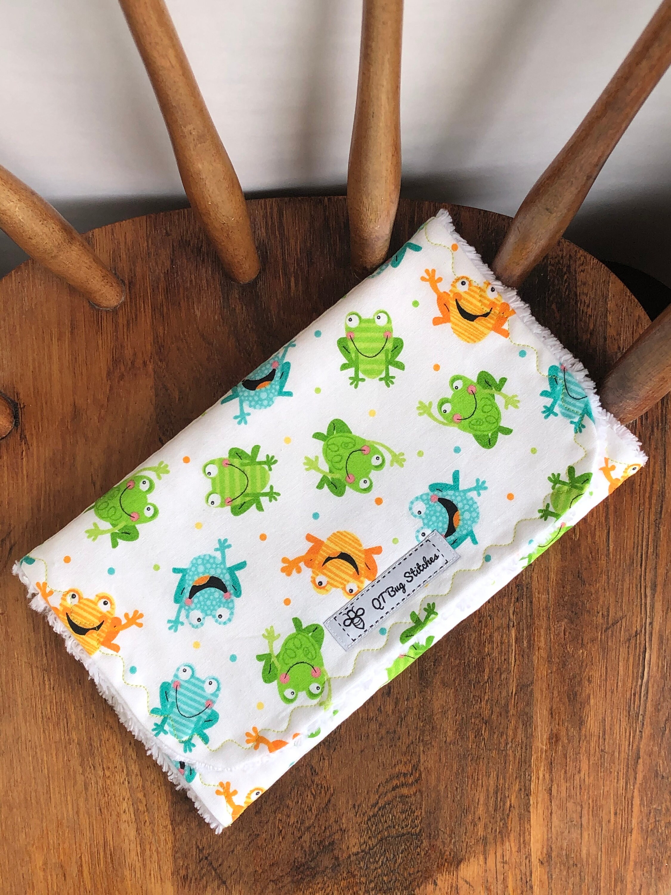 Frog Cotton Chenille Baby Burp Cloth Set Handmade Sold Etsy