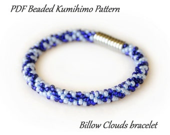 PDF Beaded Kumihimo Pattern - Billow Clouds Kumihimo bracelet