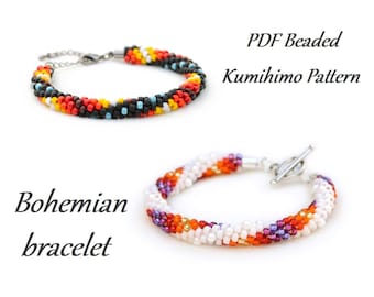 PDF Modello Kumihimo con perline - Tutorial sul braccialetto Boho Kumihimo