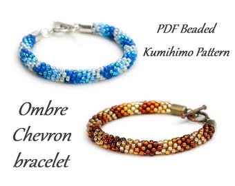 PDF Beaded Kumihimo Pattern - Ombre Chevron Kumihimo bracelet tutorial