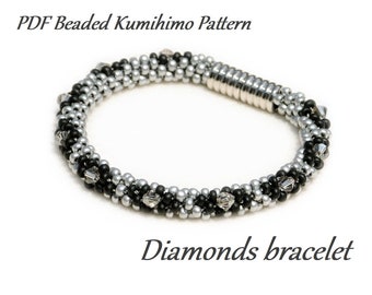 PDF Beaded Kumihimo Pattern - Diamonds Kumihimo bracelet