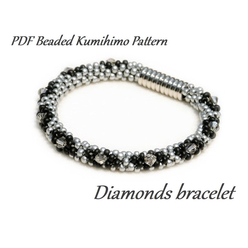 PDF Beaded Kumihimo Pattern Diamonds Kumihimo bracelet image 1