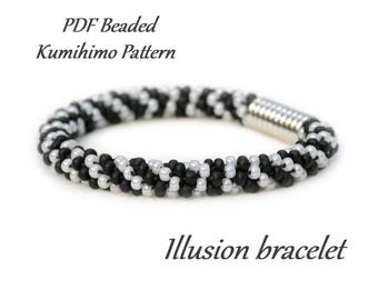 PDF Beaded Kumihimo Pattern - Illusion Kumihimo bracelet