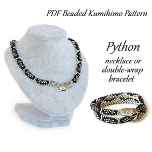 PDF Beaded Kumihimo Pattern - Python Kumihimo double-wrap bracelet / choker necklace