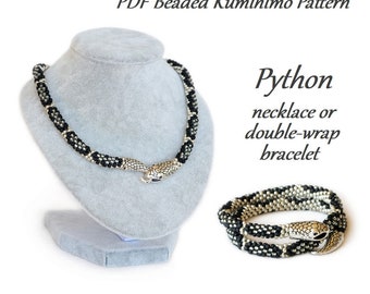 PDF Beaded Kumihimo Pattern - Python Kumihimo double-wrap bracelet / choker necklace