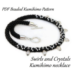 PDF Beaded Kumihimo Pattern - Swirls and Crystals Kumihimo necklace