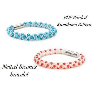 PDF Beaded Kumihimo Pattern - Netted Bicones Kumihimo bracelet