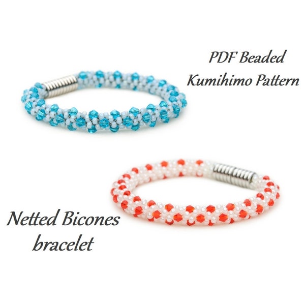 PDF Beaded Kumihimo Pattern - Netted Bicones Kumihimo bracelet