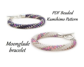 PDF Beaded Kumihimo Pattern - Moonglade Kumihimo bracelet tutorial