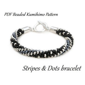 PDF Beaded Kumihimo Pattern Stripes & Dots Kumihimo bracelet image 1
