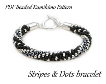 PDF Beaded Kumihimo Pattern - Stripes & Dots Kumihimo bracelet