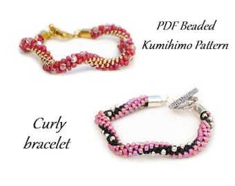 PDF Beaded Kumihimo Pattern - Curly Kumihimo bracelet