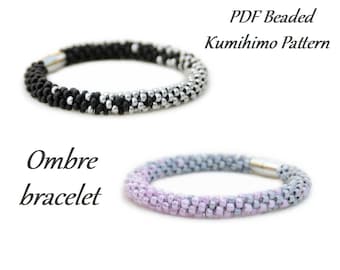 PDF Beaded Kumihimo Pattern - Ombre Kumihimo bracelet