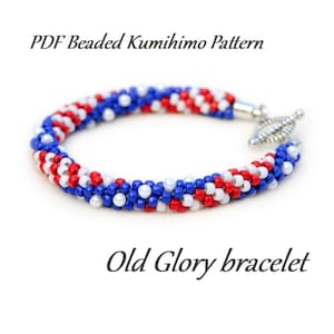 PDF Beaded Kumihimo Pattern - Old Glory Kumihimo bracelet tutorial