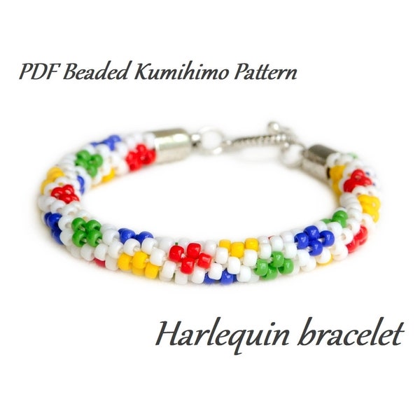 PDF Beaded Kumihimo Pattern - Harlequin Kumihimo bracelet