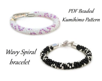 PDF Beaded Kumihimo Pattern - Wavy Spiral Kumihimo bracelet tutorial