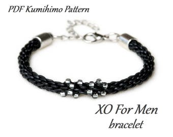 PDF Partially Beaded Kumihimo Pattern - XO For Men Kumihimo bracelet tutorial