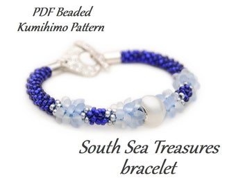 PDF Beaded Kumihimo Pattern - South Sea Treasures Kumihimo bracelet