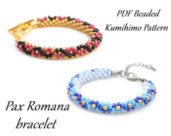 PDF Beaded Kumihimo Pattern - Pax Romana Kumihimo bracelet tutorial