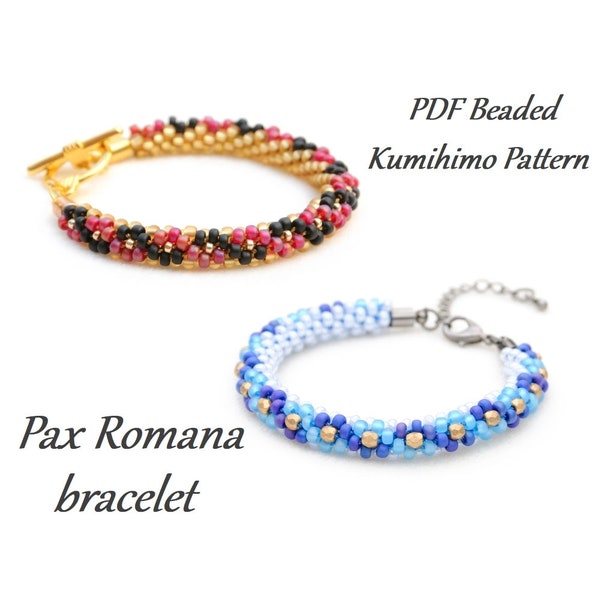 PDF Beaded Kumihimo Pattern - Pax Romana Kumihimo bracelet tutorial