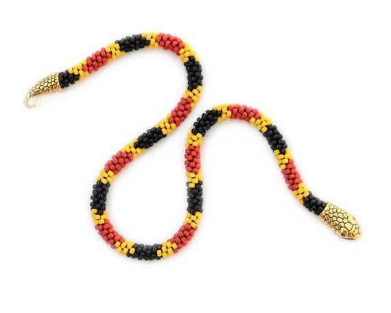 Pdf Beaded Kumihimo Pattern Coral Snake Kumihimo Necklace Etsy
