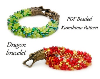 PDF Beaded Kumihimo Pattern - Dragon Kumihimo bracelet