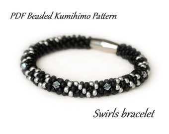 PDF Beaded Kumihimo Pattern - Swirls Kumihimo bracelet